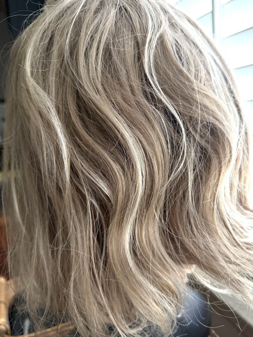100% Virgin Human Hair Blended Blonde Shoulder-Length Women's Wig